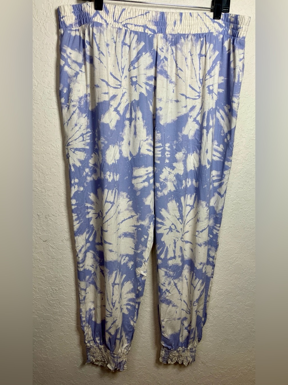 Ava James Tie-Dye Wide Leg Joggers - Blue/White